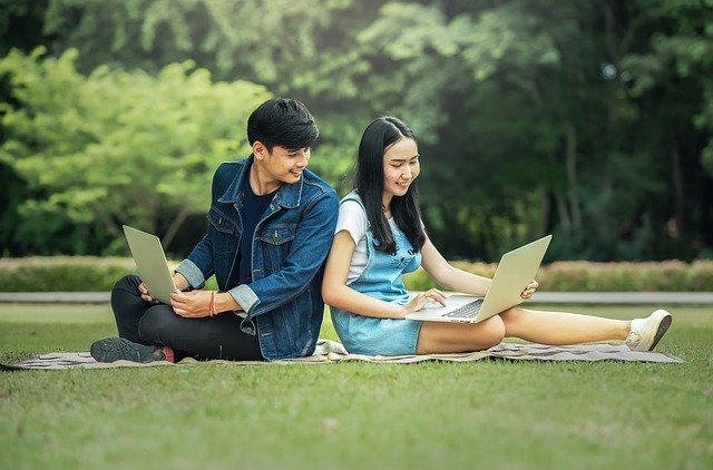 Students with computers